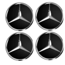 4 Radnabenkappen-Embleme, schwarz, 75 mm, glänzend, für Pkw und SUVs, elegantes und langlebiges Set