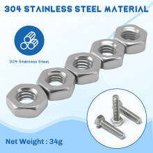 Metric M3 Hex Nuts 304 Stainless Steel Fastener DIN934 100pcs for Bolt