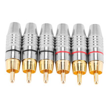 Cinch-Steckeradapter, Vergoldeter Audio-Phono-LöTanschluss, High-End - 6Er-Pack, Silber