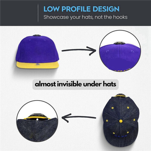 16Pcs Hat Hooks for Wall Hat Rack for Baseball Cap Hat Display Hat Hangers for Wall Black