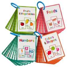 Colors & Shapes Fruits & Vegetable Foods Numbers 4 Themes English Words Learning Cards for Kids Memory Educational