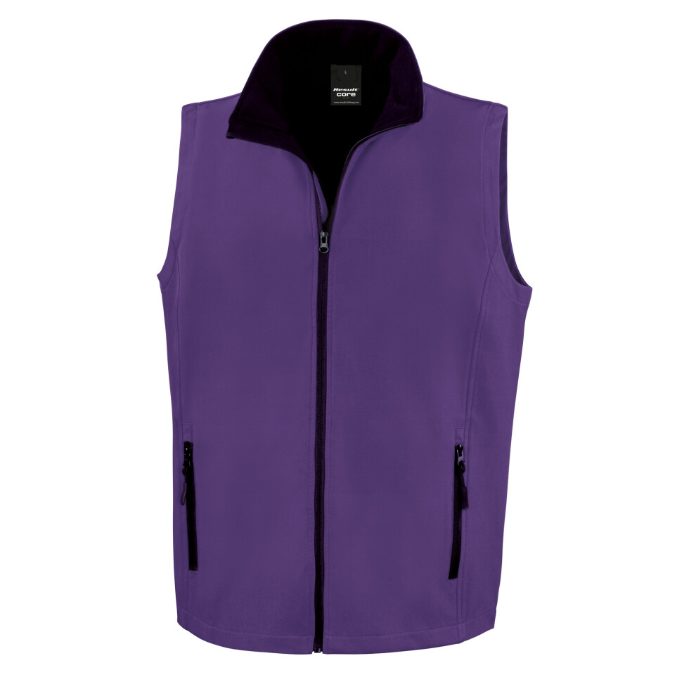 Result (S, Purple / ) Mens Core Printable Softshell Bodywarmer Black