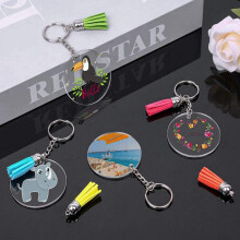 400Pcs DIY Round Acrylic Keychain Blanks Acrylic Clear Circle Discs Keychain Set for DIY Keychain Vinyl Crafting