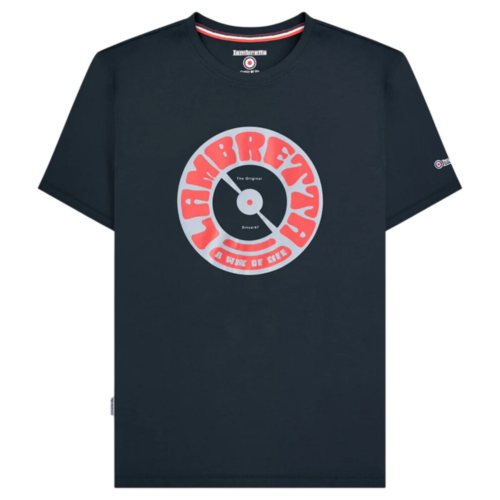 Lambretta (Xxl, Navy) Mens Vinyl Record T-Shirt