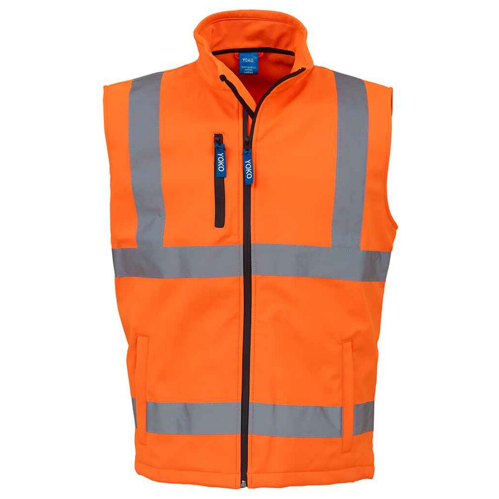 (S, Orange) Yoko Unisex Adult Contrast Softshell Hi-Vis Gilet 5063527347831