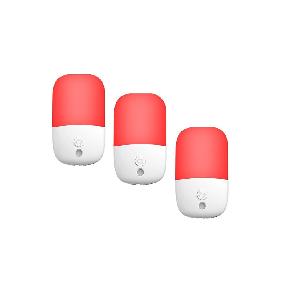 Red/Light 3Pack 670Nm Night For Sleep, With Dusk To Dawn Sensor, Led Night Plug Into Wall Eu Plug