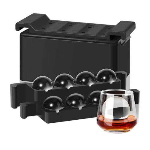Clear Ice  Maker, 8 Whiskey Ice Cubes Mold, 2 Inch Silicone Ice  Tray, Easy-Release Sphere Ice Maker