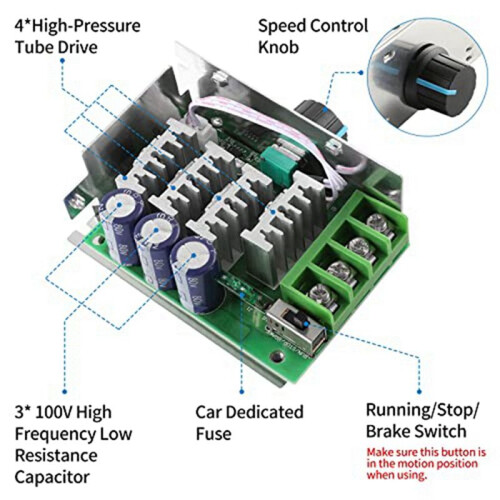 Motor Speed Controller PWM Controller, 7-70V 30A Adjustable PWM Motor Speed Regulator 12V 24V 36V 48V 1