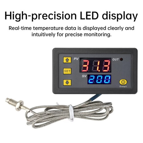 Régulateur de Température Numérique 24 V CC -60-500 C, Thermocouple de Type K, Affichage