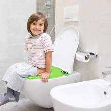 Copriwater da viaggio per bambini, riduttore per WC portatile con cuscino antiscivolo in silicone, colore verde.