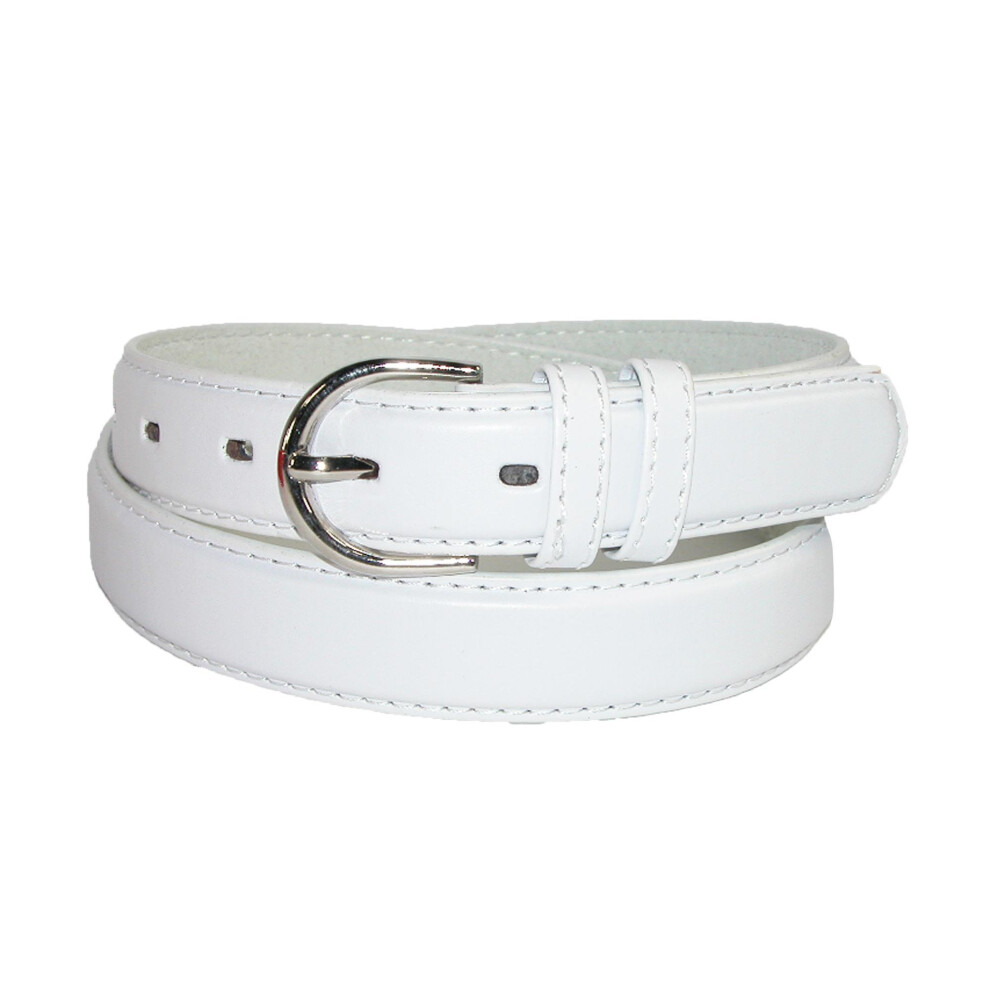Ctm Women's Leather Dress Belt 28.5 Mm Buckle Silver