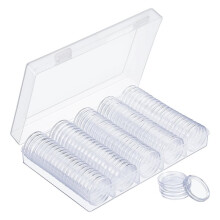 100 Capsules pour Pièces de 30 mm avec Boîte de Rangement pour Collectionneurs, Idéales pour les Pièces en Argent et Encore