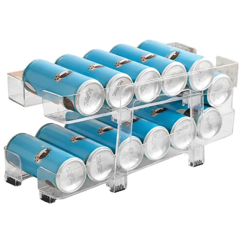 1PC Double-Layer Stretchable Transparent Beverage Storage Box,Can Stacking Storage Rack Suitable for Home,Hotel, Bar