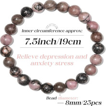Armband aus Natursteinperlen, 8 mm breites Stretch-Kristallarmband für Damen und Herren, Yoga- und Meditationsschmuck