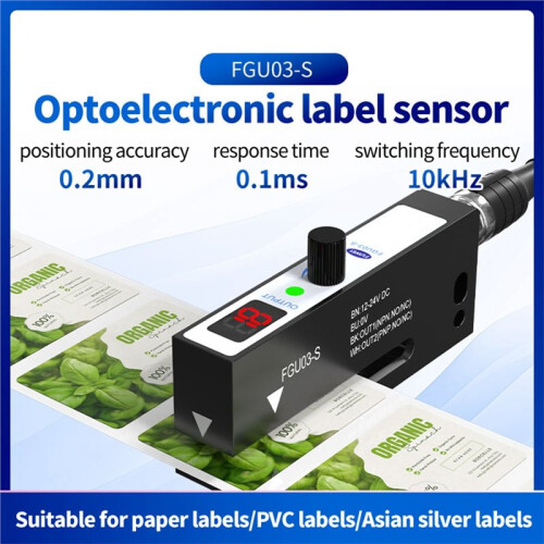 For FUWEI Label Detection Sensor Photoelectric  Automatic Labeling Machine Label Sensor NPN/PNP Opaque  Label 1
