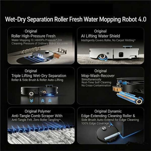 For  Aqua 10 Ultra Roller Replacement Kit - Main Side Brush, HEPA Filter, Mop Cloth 2