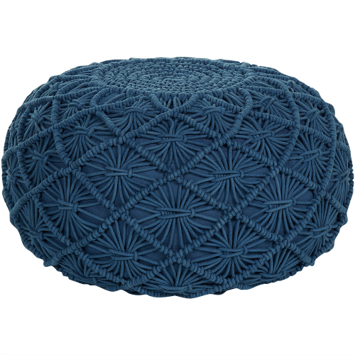 Beliani Pouffe Macramé BERKANE Cotton Navy Blue