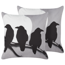 Set of 2 Decorative Cushions ORADEA Velvet 45 x 45 cm Grey Animal Pattern