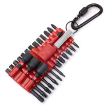 24-Teiliges Schlag-Schraubendreher-Bit-Set mit Organizer-Hülle und 1 Stück Bit-Halter, Magnetisch, Gemischte Torx, Kreuz, Flach, Elektrische Bits