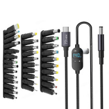 Type C to  Power Boost Cable USB-C to 5V-28V Adjustable Voltage Charging Cord 34pcs  Plug Jack Laptop Connectors