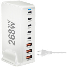 Chargeur de Bureau GaN 268 W, Chargeur 8 USB Type C PD, Charge Rapide 3.0, Chargeur USB Type C pour Appareils Mobiles, Prise UE