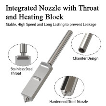 2PK 0.4MM Integrated Hardened Steel Nozzles for Kobra S1 Max Combo with 2PK Silicone Cover Sock for 3D Printer