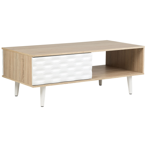 Beliani Coffee Table SWANSEA Light Brown with Storage