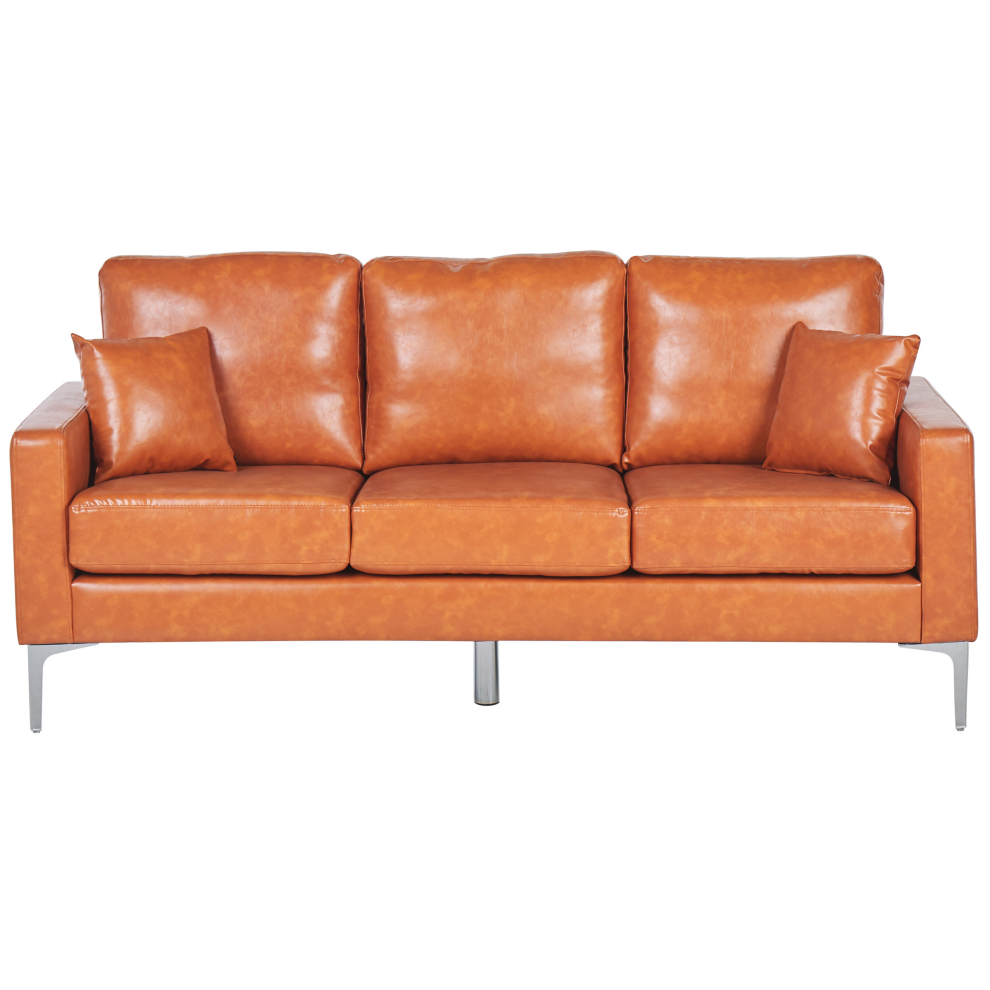 Sofa 3 Seater GAVLE Faux Leather Golden Brown