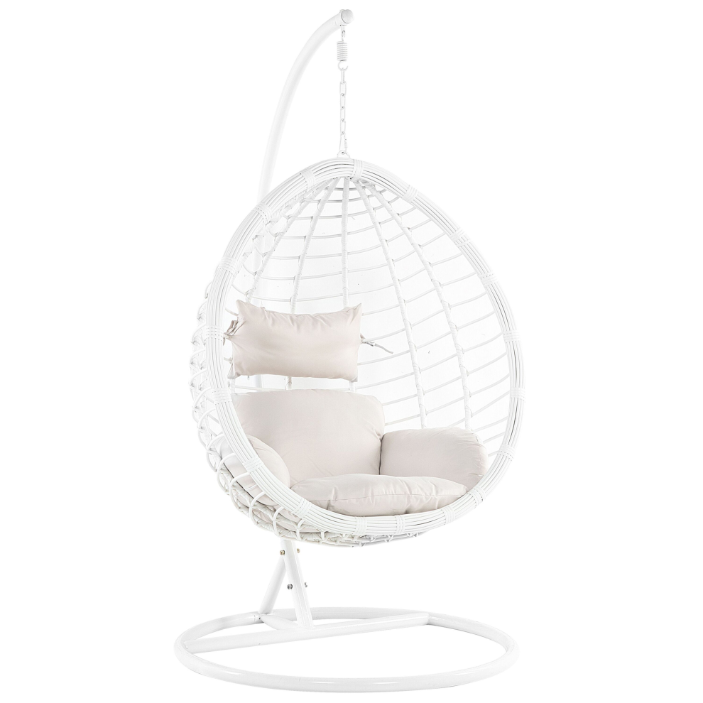 Hanging Chair with Stand FANO PE Rattan White