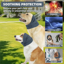 Dog Ear Muffs, Comfortable Neck and Warm Ear Muffs, Soothing Headband, Adjustable Multi-Functional Collar. M