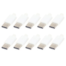 10 StüCk Typ C USB3.1 3A Schnelllade-USB-AnschlüSse, MäNnlicher Klinkenstecker, Elektrische AnschlüSse, SchweißEn, DIY-Datenkabel, Weiß