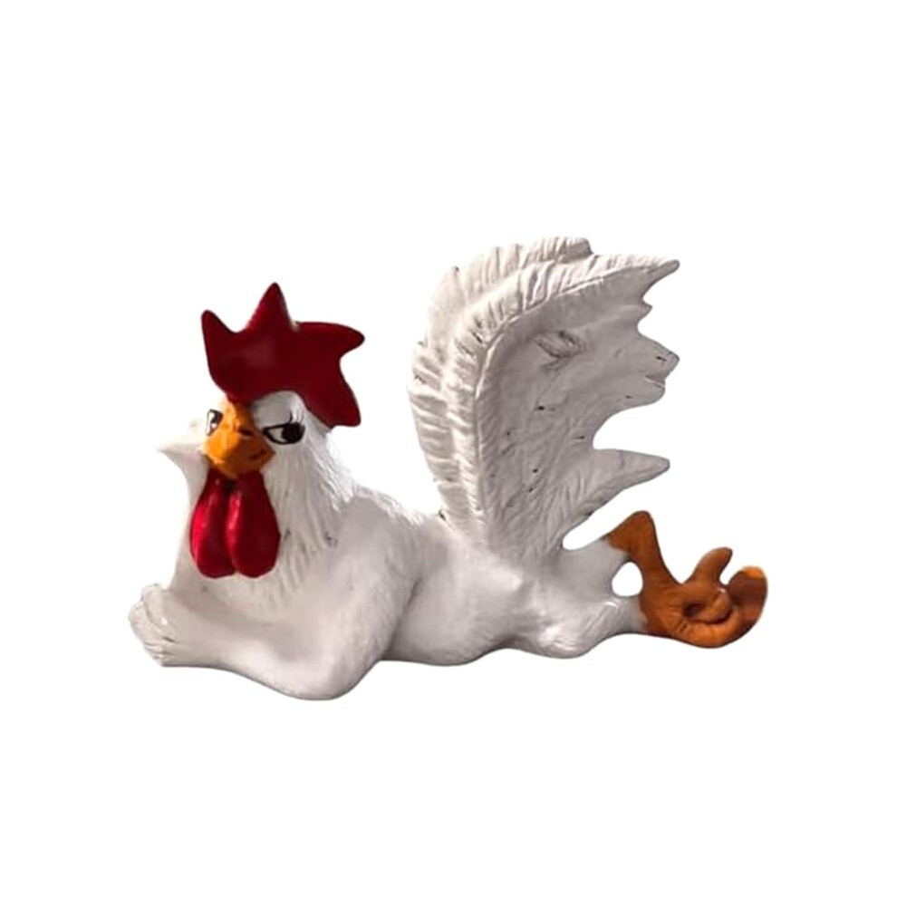 Torribaly Chicken Rooster Decor Statue, Small Resin Cocks Figurine Sculpture, Funny Side Lying Winking Cocks Table Figurine