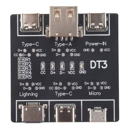 USB Data  Detection Board för IOS Android Micro-USB Type-C Kortslutningsbrytare Detektionskort DT3 USB-Kabeltestare