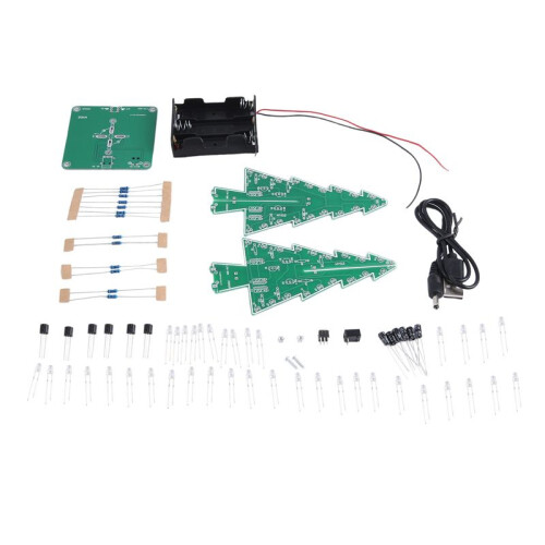 7 Colors Christmas Tree Electronic Internship DIY Kits Multifunctional Colorful Stereoscopic LED Flash Bulk Module