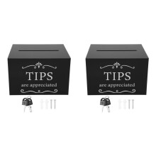 2X Fooienpotten voor Geld 6 X 4 X 5 Inch Fooienverzameldoos met Slot Suggestiedoos voor Donaties voor Het Bewaren van Fooien Loterijdoos