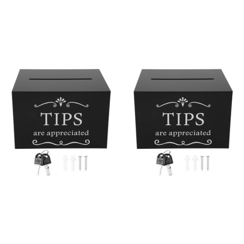 2X Potes de Gorjeta para Dinheiro 6 X 4 X 5 Polegadas Caixa de Coleta de Gorjetas com Trava Caixa de Sugestões de Doação para Armazenamento de