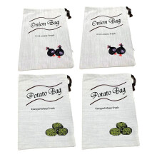 4 Pezzi per Riporre Patate per Dispensa I Sacchetti per Patate e Cipolle con Cerniera Laterale Borsa per Cipolle per Fattoria con Fodera 35X26 cm