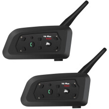 V6 Motorcycle Helmet Headset with 1500M BT Interphone Communicator for 6 Riders Waterproof, 2PCS