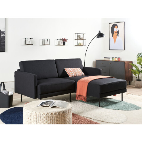Beliani Corner Sofa 2 Seater BREDA Fabric Black Left Hand 1