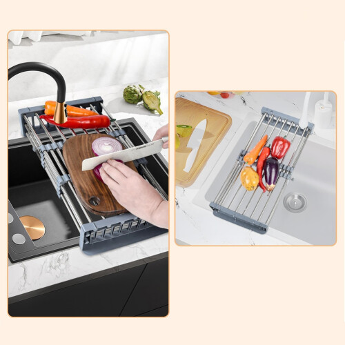 Dish Drainer Expandable Kitchen Sink Bowl Basket Dish Filter Multifunctional Kitchen Sink Dish Rack 2
