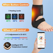 Cordless Heated Ankle Compression Wrap, 3 Heating Levels & Vibration Therapy with App Control, Heating Massage