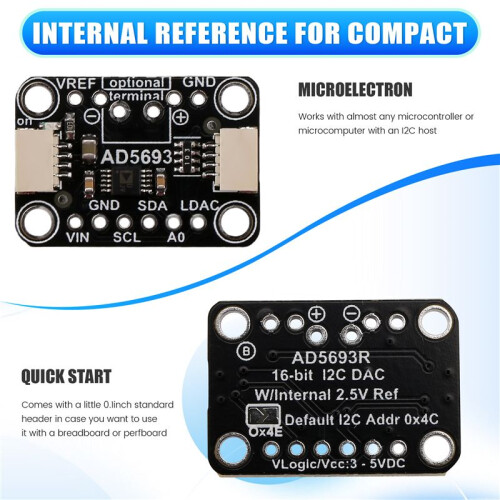 AD5693R Carte de Dérivation I2C Interface Module DAC 16 Bits Compatible avec STEMMA QT Qwiic 1