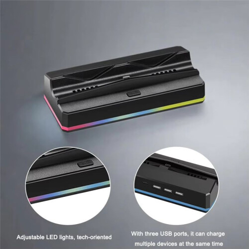 For  2 Charging Dock Charger Base Stand with RGB Light for  2 Host Radiator Game Console Accessories 1