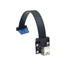 USB 19P/20Pin to USB3.0 Dual USB-A Female Socket Extension Cable Adapter 90-Degree for Motherboard