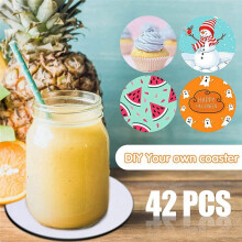 Round Sublimation Blank Coaster Sublimation Blank Coaster Sublimation Heat Transfer Coaster Hot Pressed Coaster 48Pcs