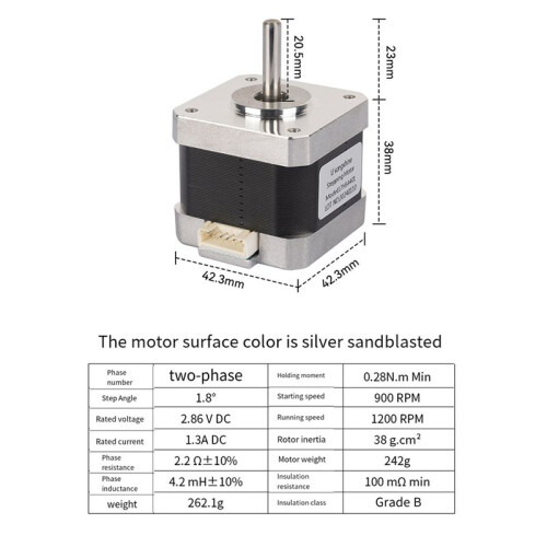 3D Printer Nema 42 Stepper Motor 17HS4401 38mm Axis 5mm for 3D Printer DIY Engraving Machine Motor 1