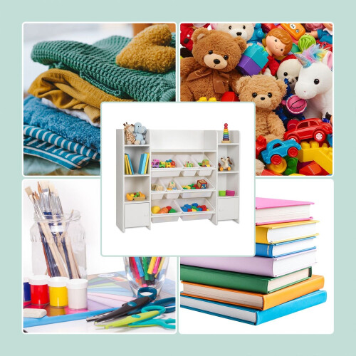 Estante de brinquedos infantil com 8 caixas e 3 prateleiras. 2