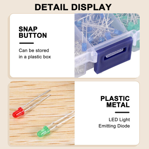 3mm LED 500 pcs red green yellow  white light emitting diodes 1