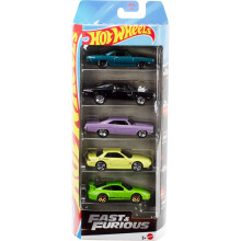 Hot Wheels Fast & Furious Toy Cars, Set of 5 1:64 Scale Die-Cast Vehicles Inspired By & Seen in the Fast Movies, JDR19