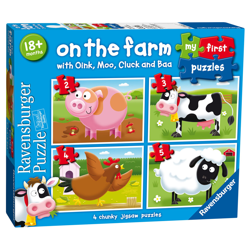 Ravensburger My First Puzzle – 4 Chunky Jigsaw Puzzles For Toddlers – Sturdy 2–4 Piece Puzzles For Ages 18 Months And Up – Early Learning Toy